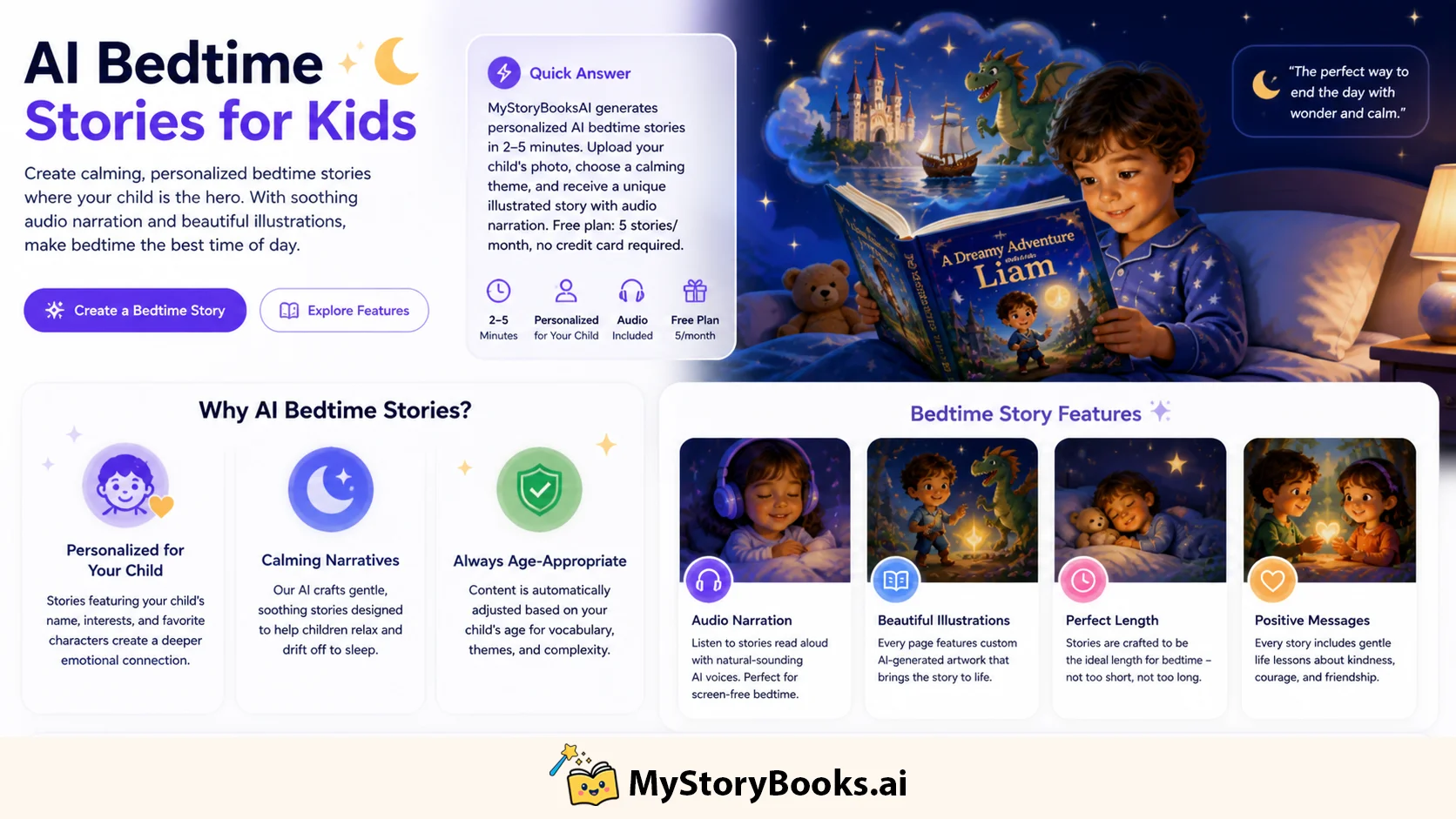 AI Bedtime Stories Personalized with Your Child's Name | MyStoryBooksAI